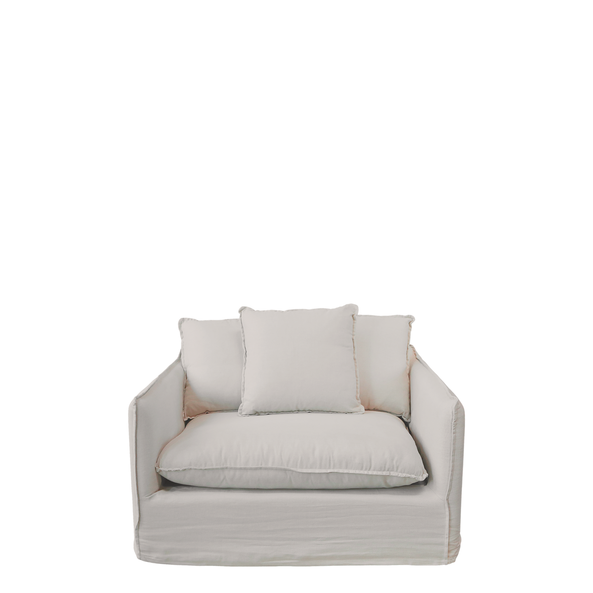 Linneklädd 1-sits fåtölj Malo - Chic Antique