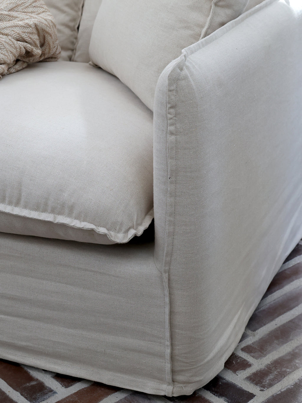 Linneklädd 1-sits fåtölj Malo - Chic Antique