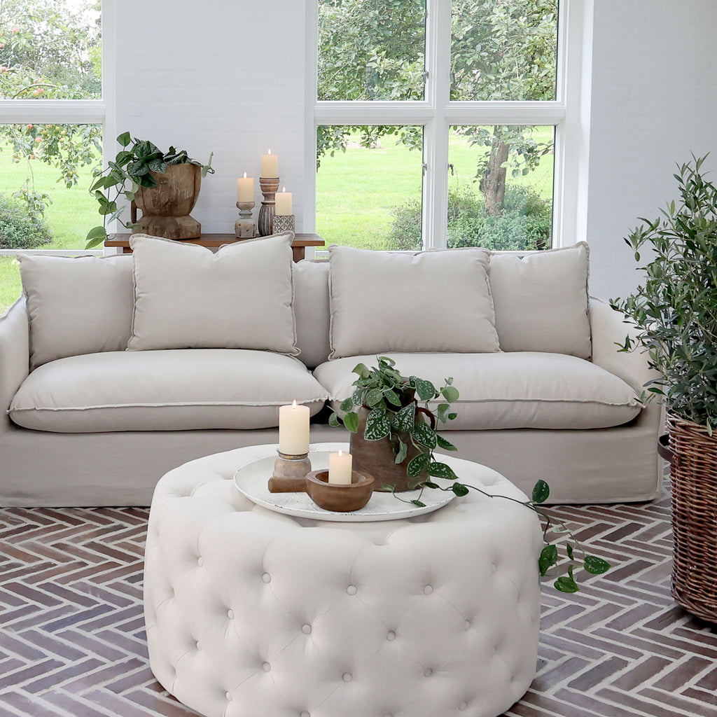 Linneklädd 3-sits soffa Malo – exklusiv och avslappnad design