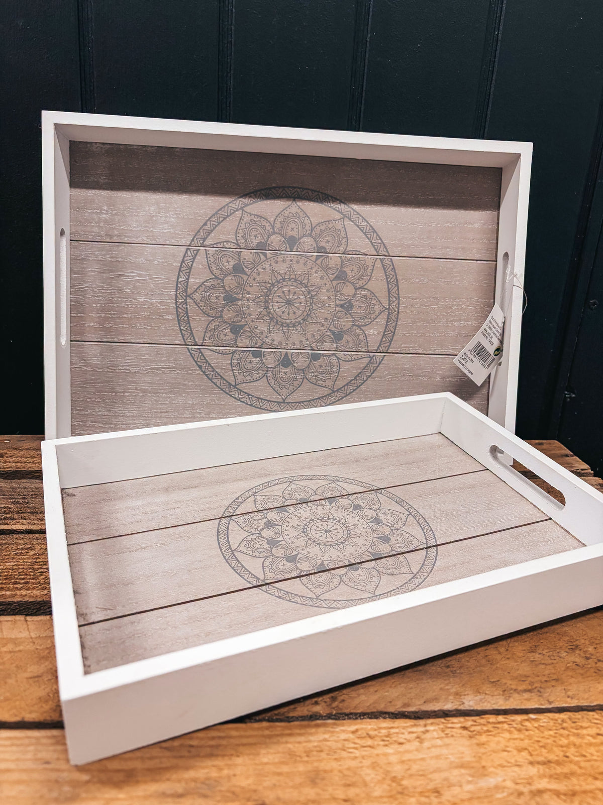 Bricka set om 2 – lantlig stil med mandala mönster