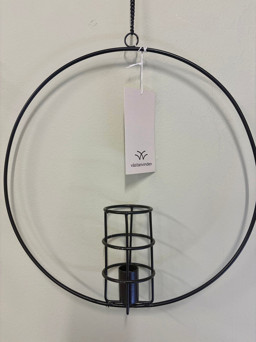 Ljusstake hängande ring, svart