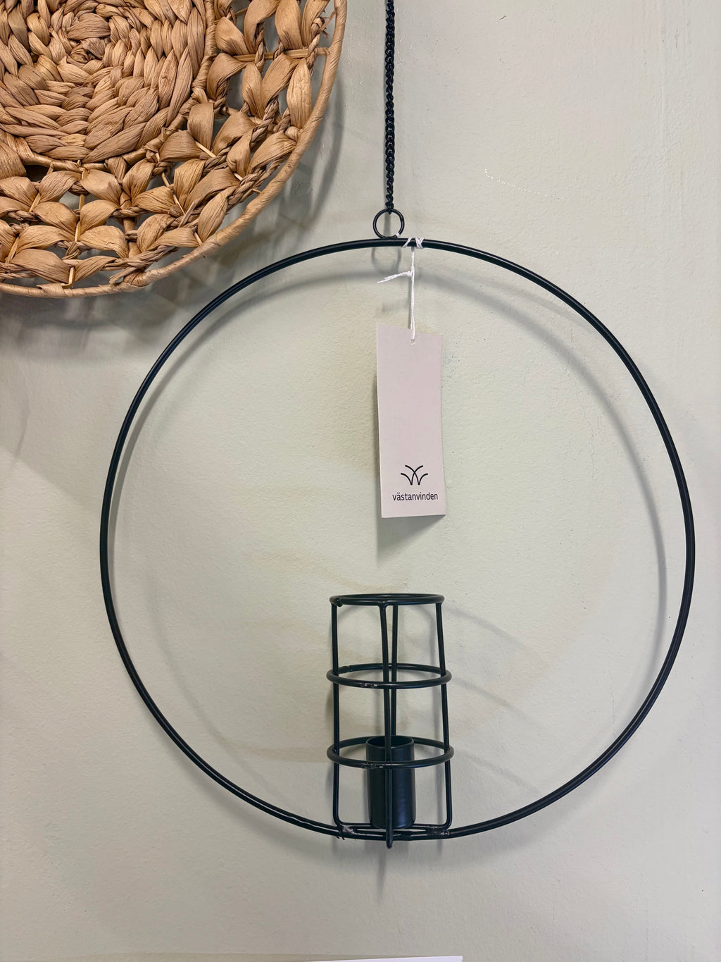 Ljusstake hängande ring, svart